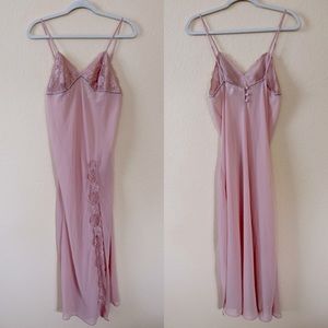 Victoria’s Secret Blush Pink Semi Sheer Lace Detail Maxi Slip Nightie
